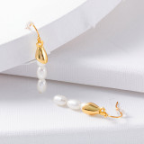 1 par de pendientes colgantes de retales de cobre con perlas artificiales redondas de estilo Simple