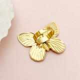 Anillos abiertos chapados en oro chapados en oro de acero inoxidable de mariposa de estilo simple de estilo vintage