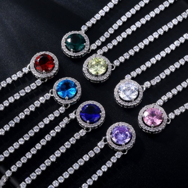Collar de diamantes de imitación con incrustaciones de cobre redondo brillante de estilo simple