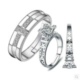 1 par de anillos abiertos de circonita con incrustaciones de cobre geométrico romántico
