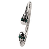 Brazalete chapado en acero inoxidable con calavera punk