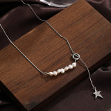 Collar chapado en plata con revestimiento de cobre y pentagrama de estilo simple