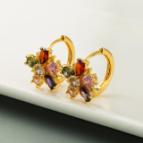 Joyería del oído de la moda chapada en oro 18K del cobre del circón de la flor del sol