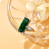 Elegantes anillos de circón con incrustaciones de cobre rectangulares retro
