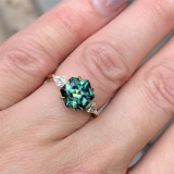 Anillos de circón con incrustaciones de cobre de rombo de estilo simple