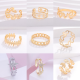 Estilo vintage Estilo simple Estilo fresco Hojas de estrella Color sólido Chapado en cobre Ahuecado Incrustaciones Anillos abiertos de circón