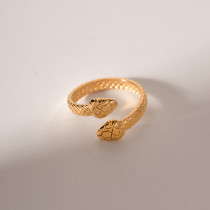 Anillos abiertos chapados en oro de 18 quilates con revestimiento de acero inoxidable estilo serpiente IG