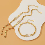 Pulseras de circón chapadas en oro y cobre con clip de papel de moda