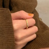 Anillos de diamantes de imitación con incrustaciones de acero de titanio y círculo de estilo simple