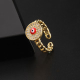 Anillo Abierto De Circón Chapado En Oro Cobre Ojo De Moda