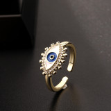Anillo Abierto De Circón Chapado En Oro Cobre Ojo De Moda