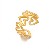 Anillo abierto plateado oro del acero inoxidable 18K de la forma del corazón del estilo clásico en bulto