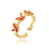 Anillos de circón con incrustaciones de cobre de insecto de hoja de estilo simple