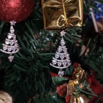 Pendientes de circonita con borlas de cobre y gotas de agua de árbol de Navidad a la moda, 1 par