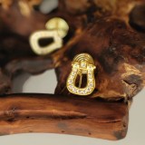 1 par de ear cuffs de circonio de cobre con incrustaciones geométricas de estilo simple
