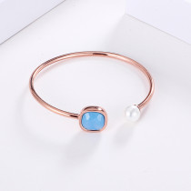 nuevo adorno creativo, circonita azul perla, pulsera abierta, regalos para novia, venta al por mayor