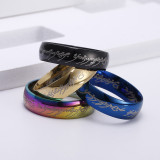Anillos de chapado de acero de titanio con letras de moda