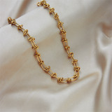 Collar geométrico de acero inoxidable estilo vintage Collares de acero inoxidable chapados en oro