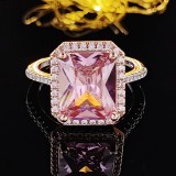 Anillos De Circón Con Incrustaciones De Cobre Cuadrados De Moda 1 Pieza