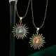 Collar con colgante chapado en oro de 18 quilates con incrustaciones de cobre y sol brillante