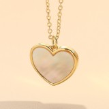 Collar con colgante de circonio y perlas chapado en oro de 14 quilates con forma de corazón de estilo clásico lujoso y elegante a granel