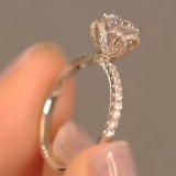 Anillos de circón con incrustaciones de cobre y flores de estilo simple