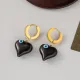 Novedad, collar con pendientes chapados en acero de titanio y ojo en forma de corazón
