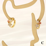 Pendientes chapados en oro de 18K con incrustaciones de esmalte, pentagrama, trébol de cuatro hojas, estilo Simple, 1 par