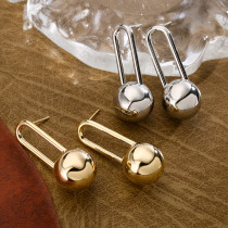 Aogu Pendientes geométricos de bola de textura de metal de estilo europeo y americano transfronterizos Pendientes punk personalizados de nicho femenino