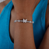 Pulseras de diamantes artificiales con incrustaciones de acero de titanio con forma de corazón animal de Streetwear
