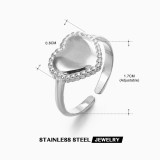 Anillo abierto de acero inoxidable con forma de corazón estilo IG a granel