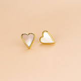 Collar De Pendientes De Concha Chapado En Oro De Acero Inoxidable En Forma De Corazón De Moda 1 Pieza