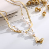 Collar elegante de las pulseras de la galjanoplastia de acero del titanio de la perla de agua dulce de la forma del corazón