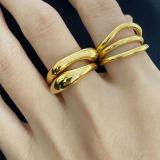 Anillos geométricos de chapado de acero de titanio de moda