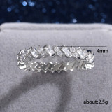 Joyería de moda nuevo anillo de cola de circón con incrustaciones de cobre cuadrado de diamante femenino