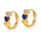 Pendientes chapados en oro de 18K con incrustaciones de esmalte en forma de corazón, ojo del diablo, triángulo dulce Retro, 1 par