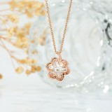 Colgante plateado oro rosa del collar del diamante de la flor casual a granel