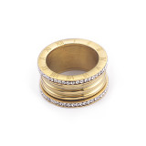 Joyería llena del anillo del acero inoxidable del diamante de la fila doble simple al por mayor