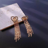 1 par de elegantes pendientes colgantes de cobre con forma de corazón de estilo coreano