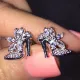 1 par de pendientes elegantes de tacón alto con incrustaciones de piedras preciosas artificiales con revestimiento Irregular de cobre