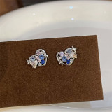 Pendientes de circón con incrustaciones de cobre y flor en forma de corazón y estrella de estilo Simple, 1 par