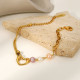Pulsera De Perlas De Corazón De Acero Inoxidable Con Perlas De Color Geométrico De Moda
