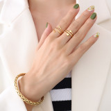 La apertura irregular vendedora caliente transfronteriza no puede ser un anillo ajustable Pulsera de anillo de dedo de acero de titanio chapado en oro de 18 quilates de estilo coreano A267