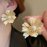 1 par de pendientes de cobre chapados en flores de estilo Vintage, estilo Simple