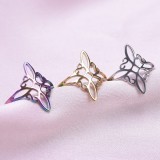 Anillos de pulido de acero inoxidable con nudo de brujas de estilo simple al por mayor