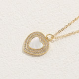 Collar con colgante de circonio y perlas chapado en oro de 14 quilates con forma de corazón de estilo clásico lujoso y elegante a granel
