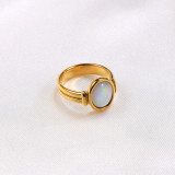 Anillos de gemas de acero de titanio ovalados de estilo simple informal a granel
