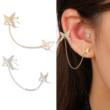 Clips para las orejas de circonita, perlas artificiales, chapado en cobre, flor, mariposa, 1 pieza