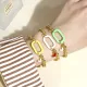 Pulseras chapadas en oro con revestimiento de esmalte de cobre ovalado punk de hip-hop