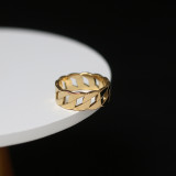Joyería al por mayor del anillo del titanio del color del oro liso hueco de la moda 18K